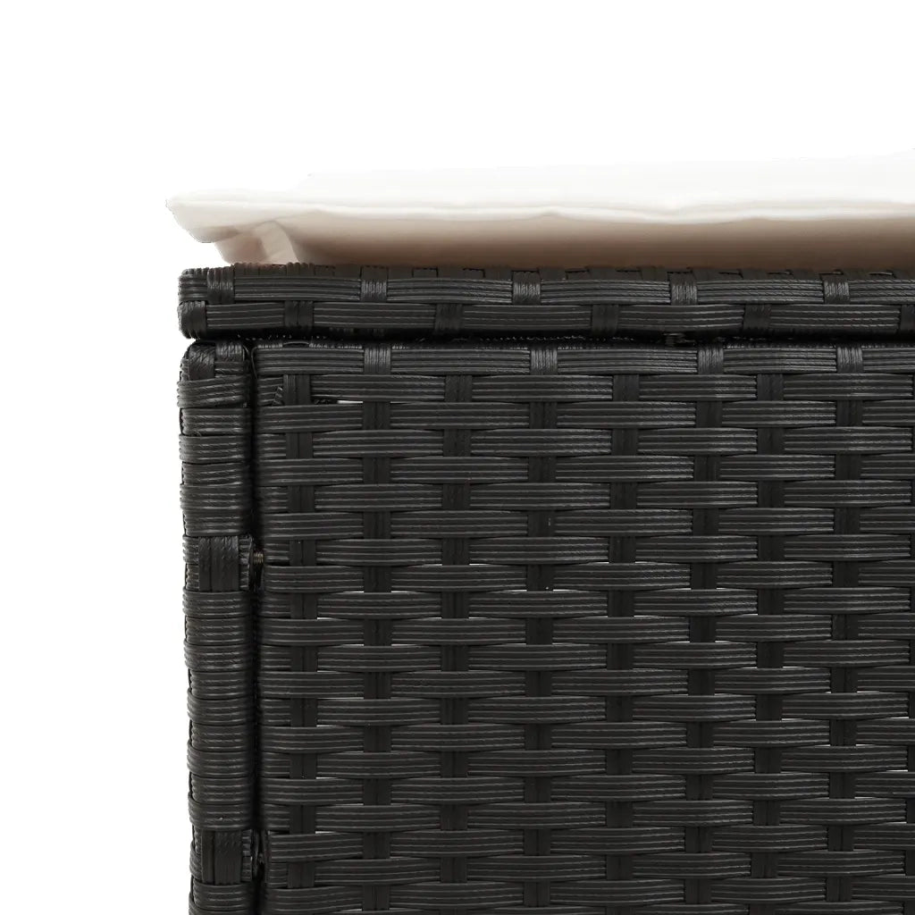 Lettino Prendisole con Cuscino Nero in Polyrattan 4002719
