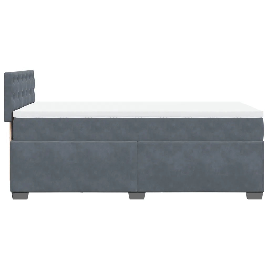 Giroletto a Molle con Materasso Grigio Scuro 90x190 cm Velluto