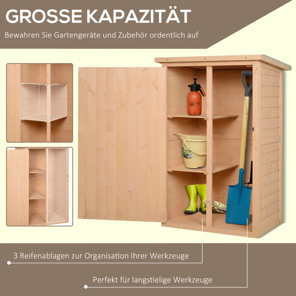 Armadio da giardino in legno con 2 ripiani, 75 x 56 x 115 cm