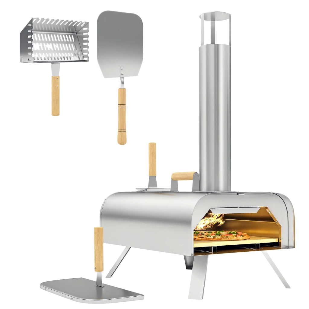 Forno da pizza per esterno con pietra refrattaria ¨C zephmum ¨C grigio 79x36x75 cm
