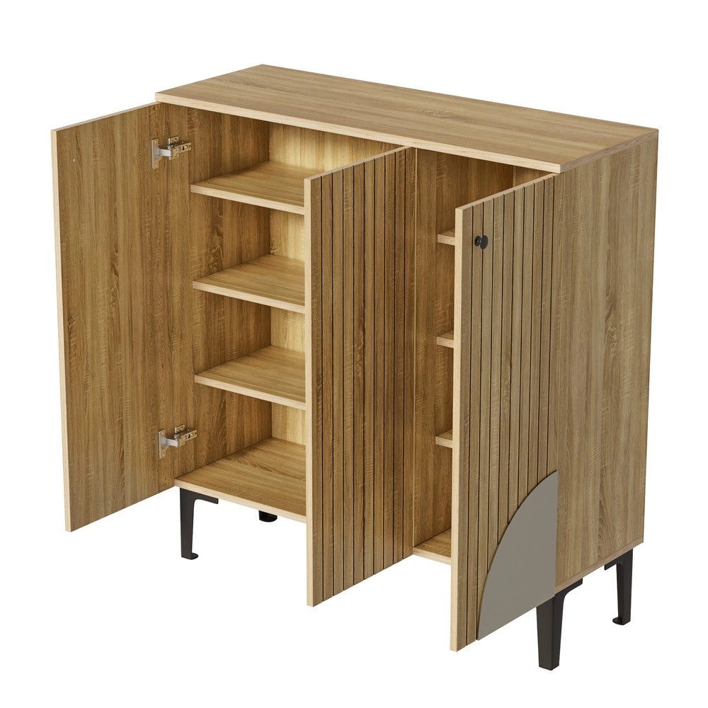 Scarpiera con Ante e Ripiani ¨C MINIMAL ¨C Legno, Nero, 90x32x94 cm
