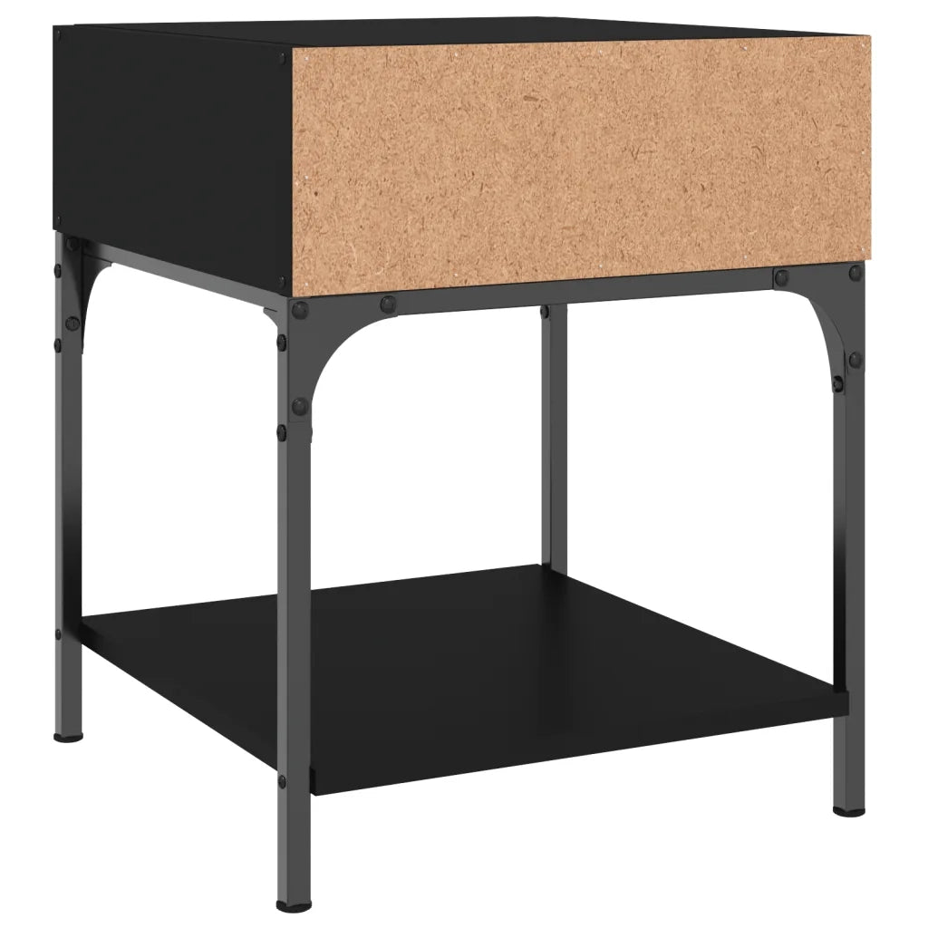 Set di 2 Comodini | Armadio da Notte | Mobiletto da notte Neri 40x41x50 cm in Legno Multistrato