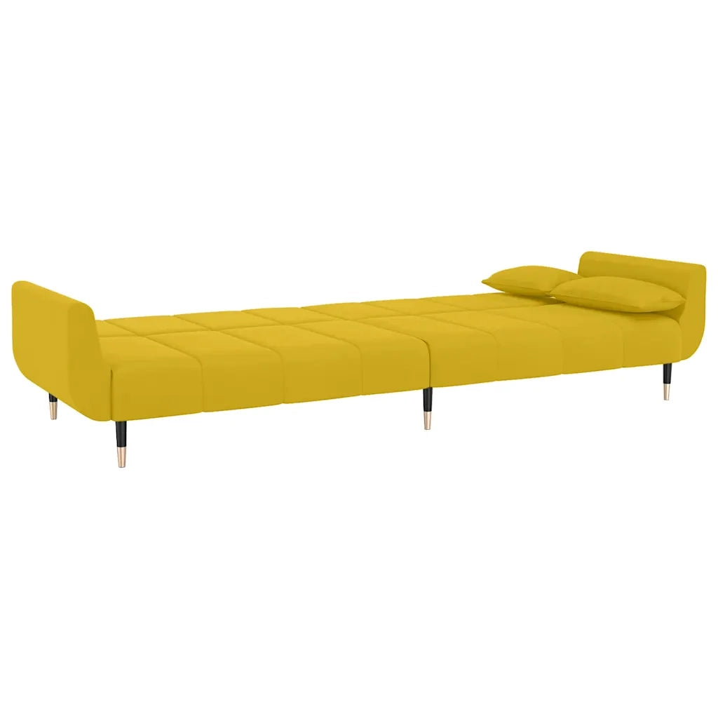 Divano letto | Sof¨¤ letto | Letto singolo a 2 Posti con 2 Cuscini Giallo in Velluto