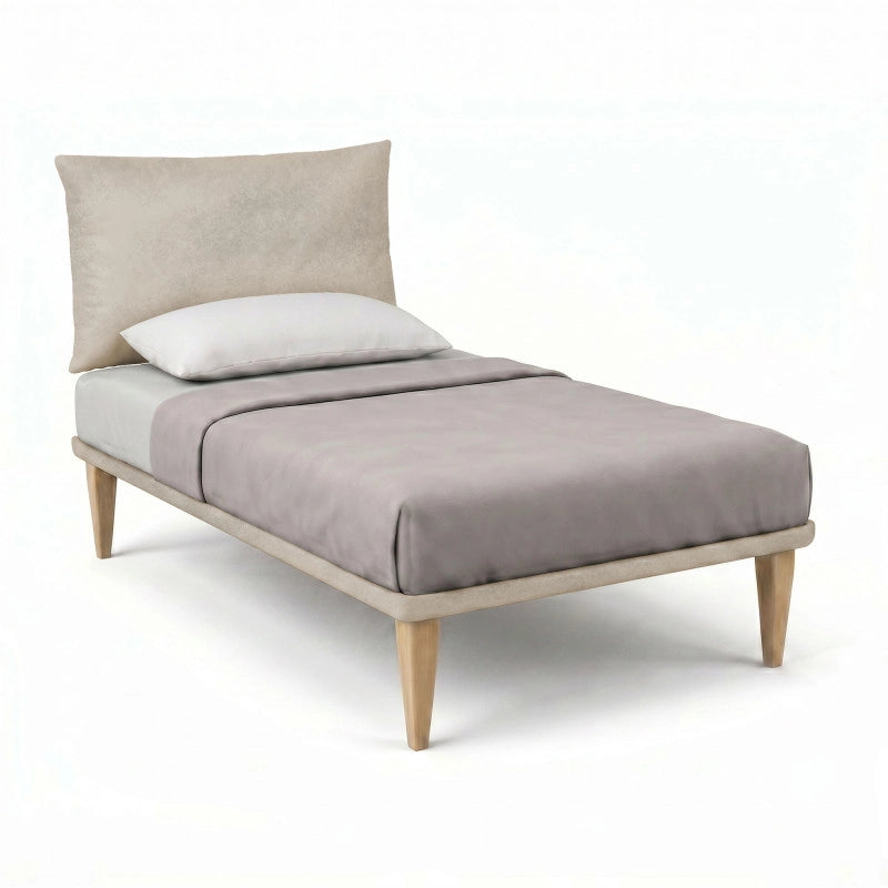 Letto imbottito Singolo 80x190 cm Soft - Con rete,Microfibra,Sabbia