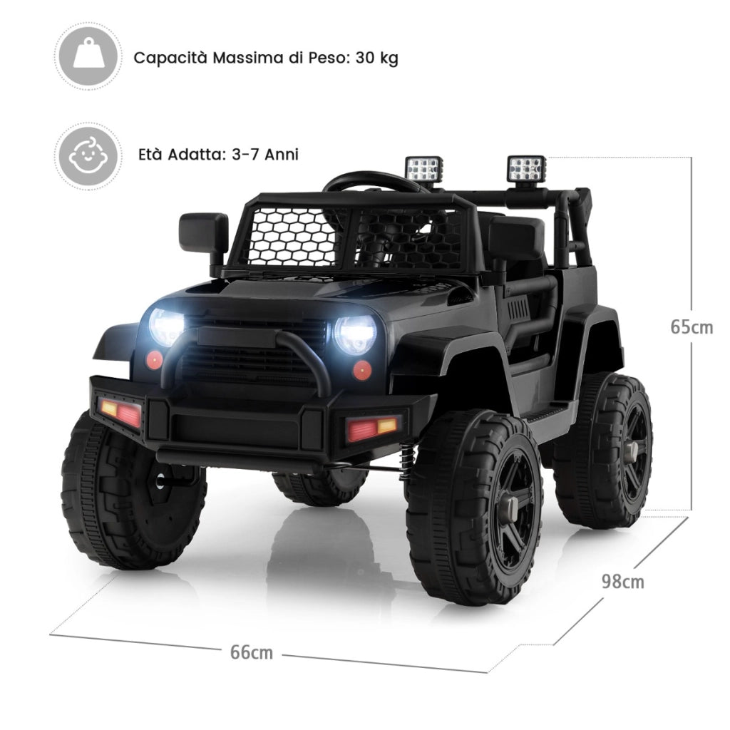 Camion elettrico a batteria da 12v per bambini, Auto elettrica con telecomando sedile extra large porta USB Nero-Macchinine giocattoli