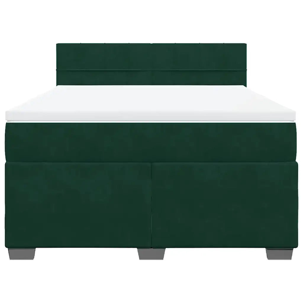 Giroletto a Molle con Materasso Verde Scuro 140x200 cm Velluto
