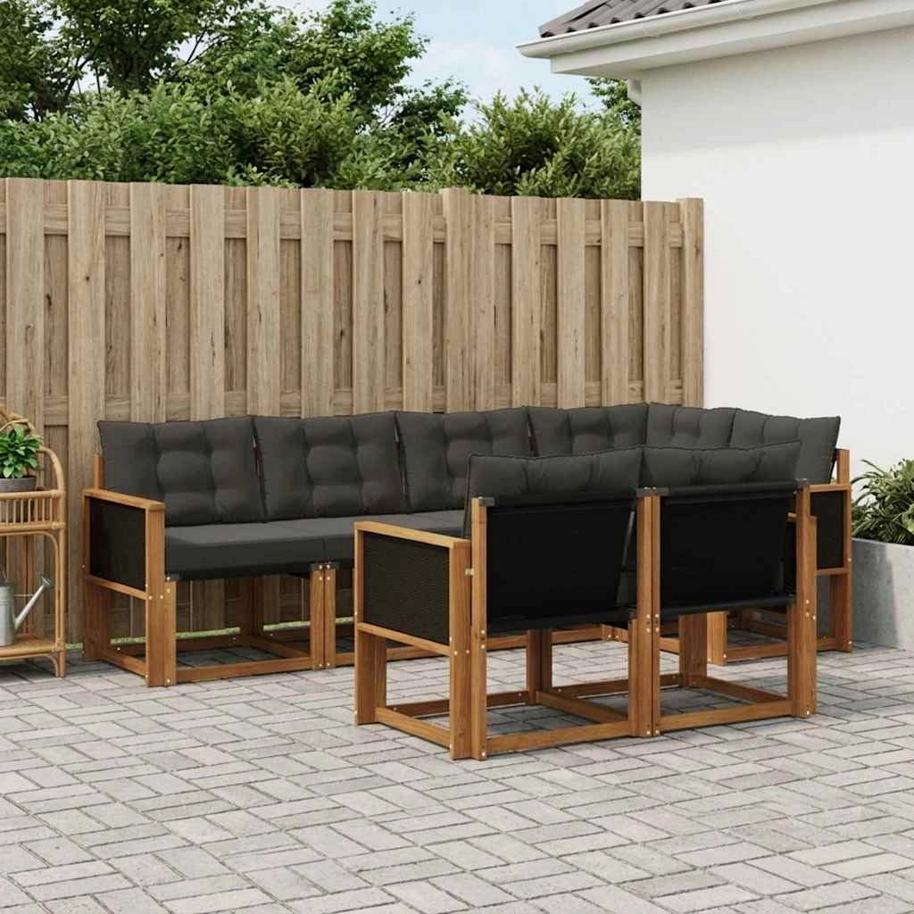 Set di divani da esterno 7 pz Naturale e Nero 3382008