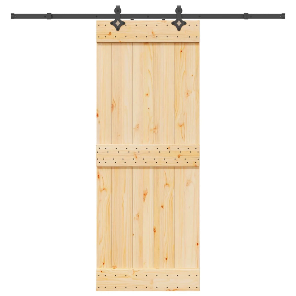 Porta scorrevole NARVIK Naturale e Nero 80 x 210 cm (213,5 cm) 3445282