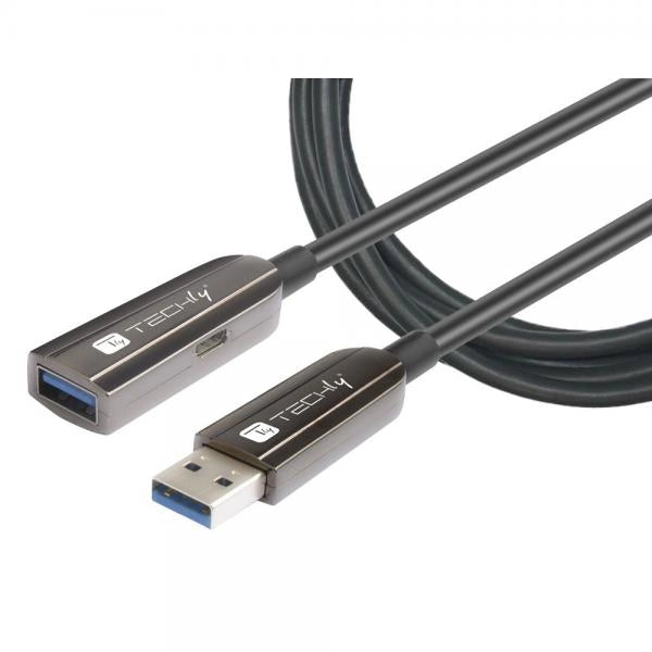 Cavo Ottico Attivo USB 3.2 SuperSpeed Active Optical Cable USB A M/F 50m Nero