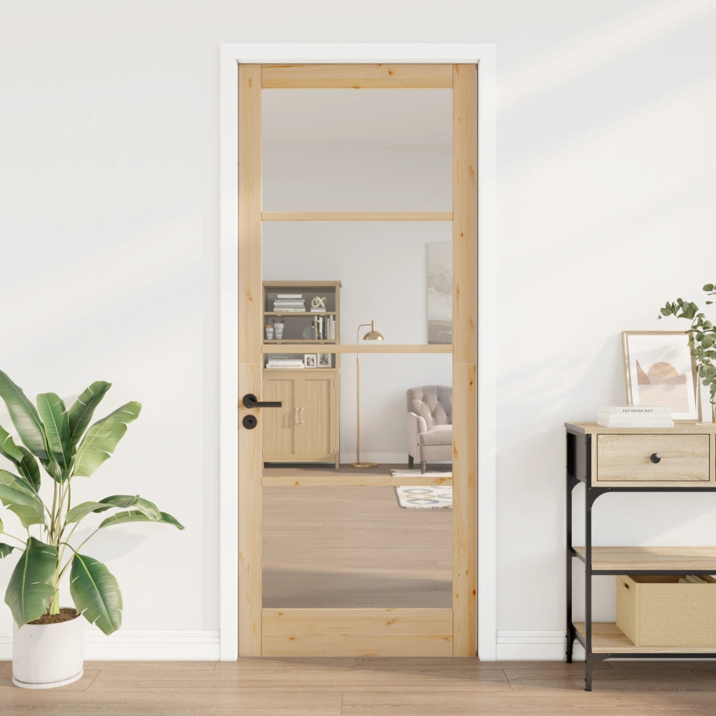 porta interna con vetro "ORKDAL" 93x232x4 cm in legno massello di pino