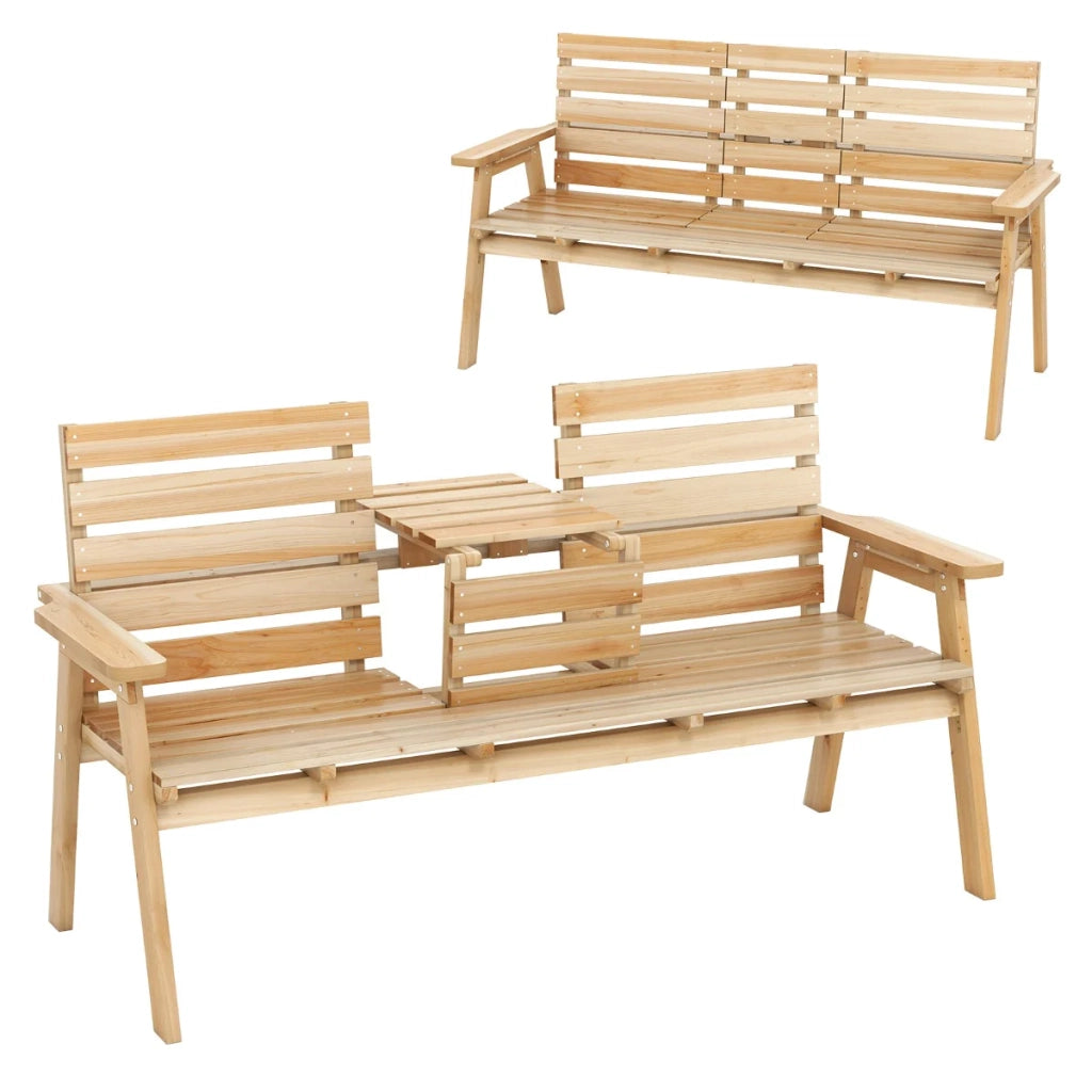Panca da esterno con tavolo pieghevole 160 x 64 x 86 cm portata 320 kg comfort di seduta rustico legno naturale 20_0010536