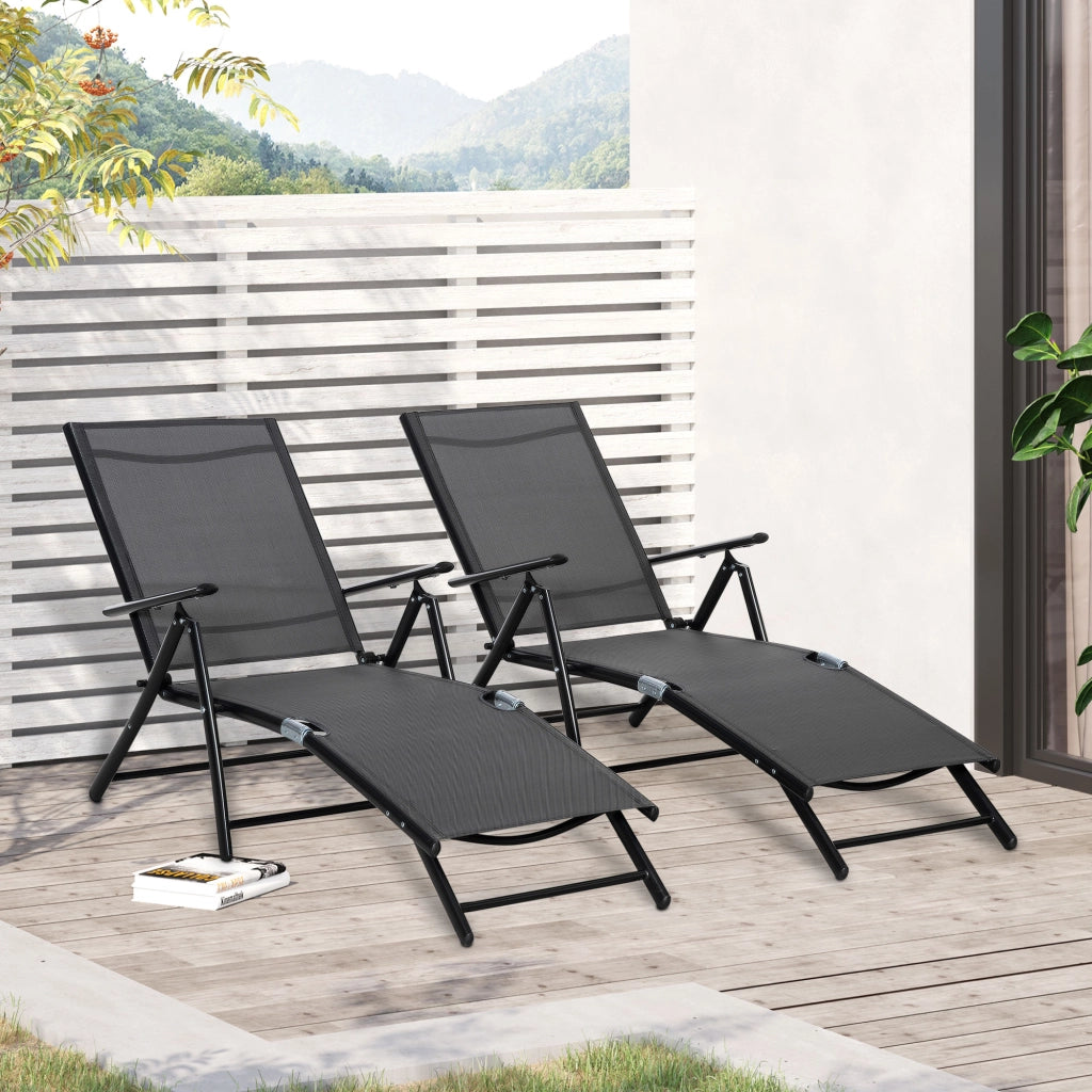 Set 2 Lettini Pieghevoli ¨C zephmum ¨C Grigio, Alluminio, 64x134x95cm
