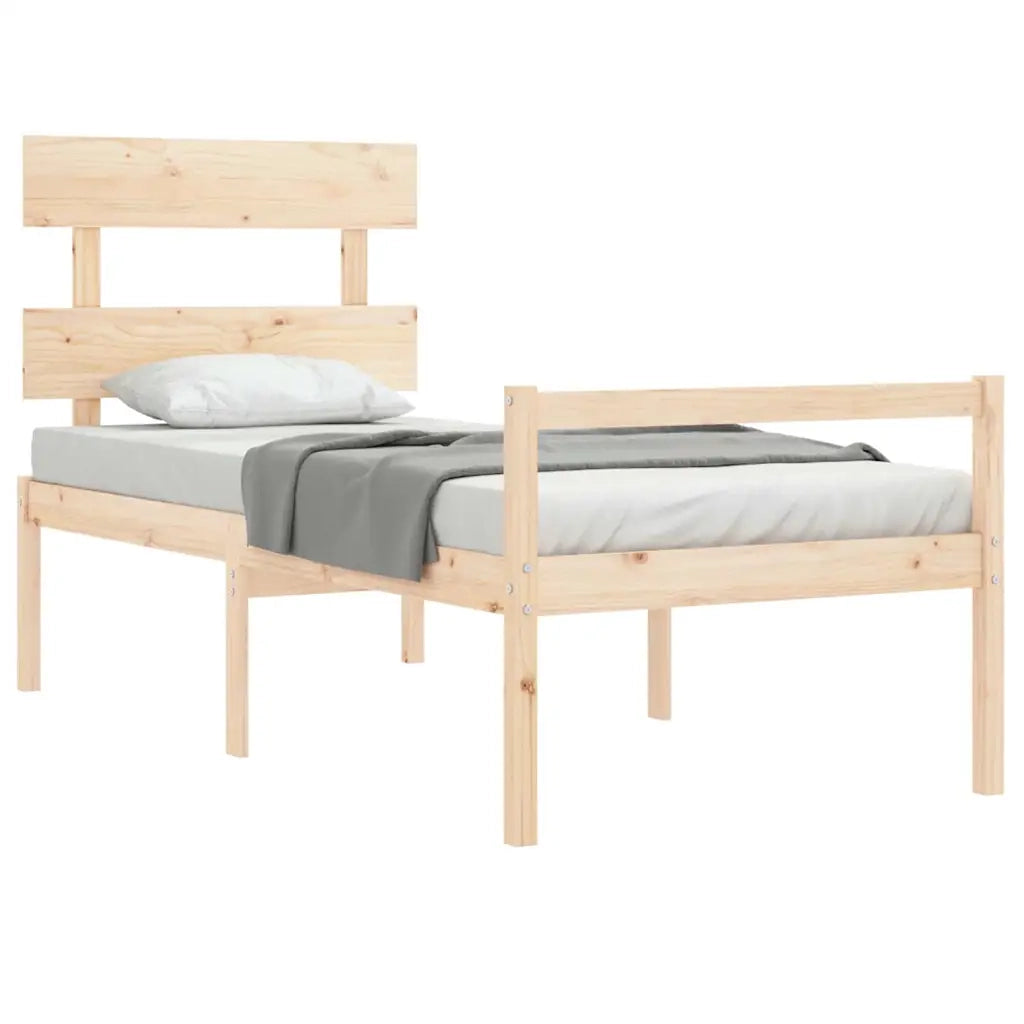 Letto per Anziani con Testiera Single in Legno Massello 3195316
