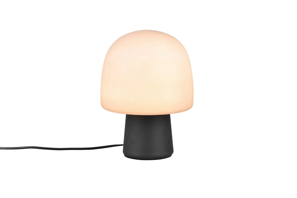 Lampada da tavolo STEEN fungo nero opaco vetro grigio