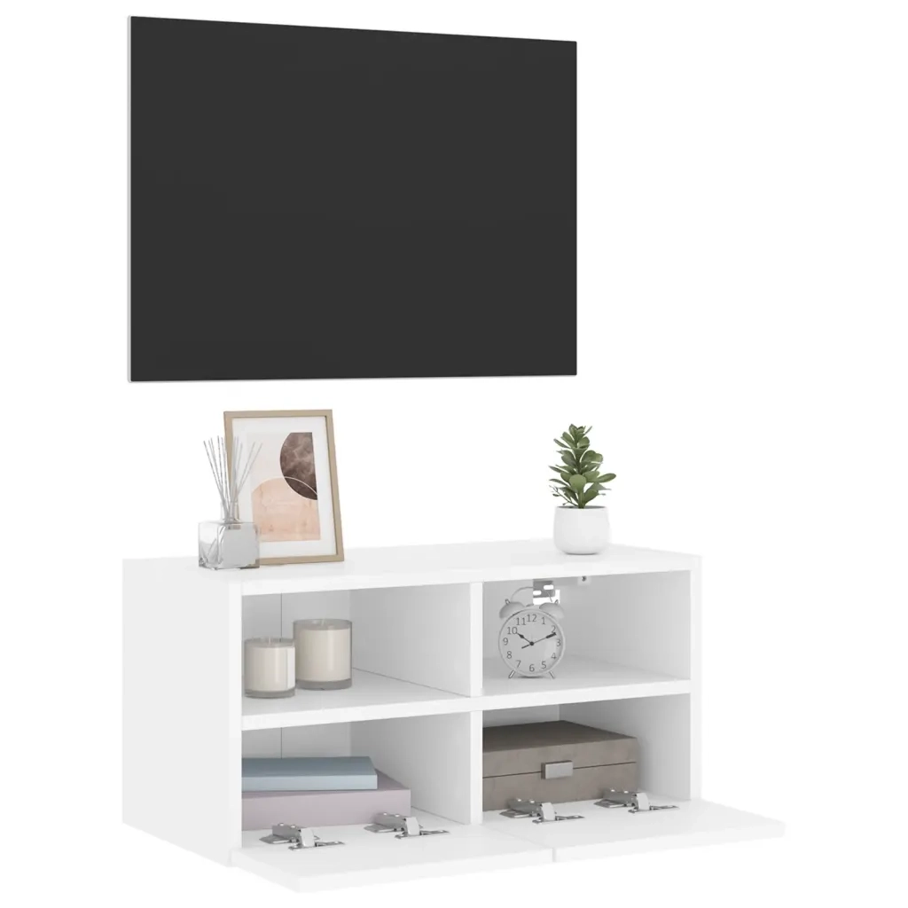 Mobile TV a Parete | Armadietto TV | Mobile Porta TV Bianco 60x30x30 cm in Legno Multistrato