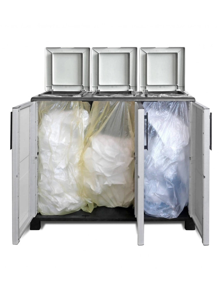 Contenitore per Rifiuti Anthea, Pattumiera Capacità 330 (110 per Sacco) Made in Italy, 102x37x90h cm Grigio Chiaro
