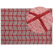 Tappeto in cotone trapunto a mano con motivo geometrico rosso 160 x 230 cm camera da letto soggiorno