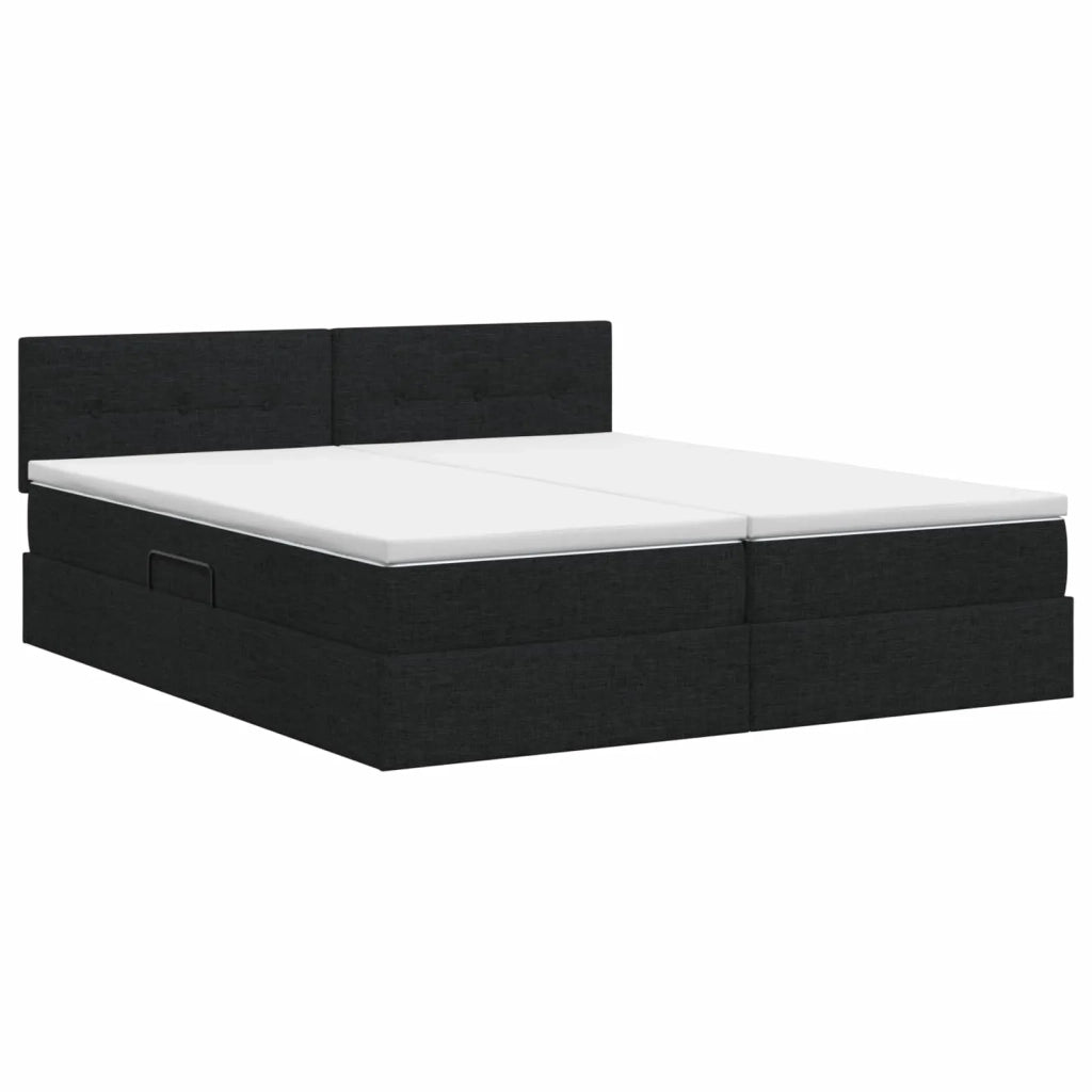 Letto con Contenitore con testiera 2 pz Nero Pelle Sintetica 3458915