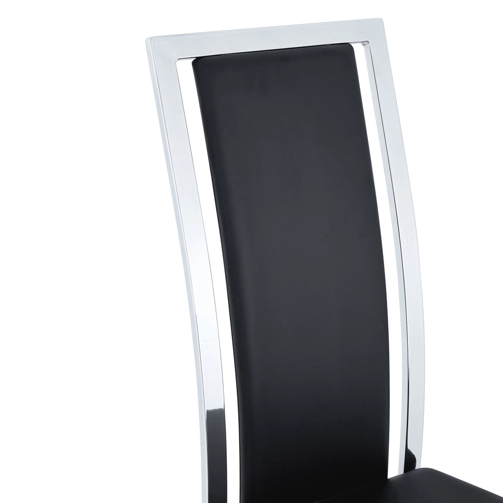 Sedie da Pranzo Set 2 Pezzi in Ecopelle Nera ¨C Xylo ¨C Gambe in Metallo Argentato, 109 cm