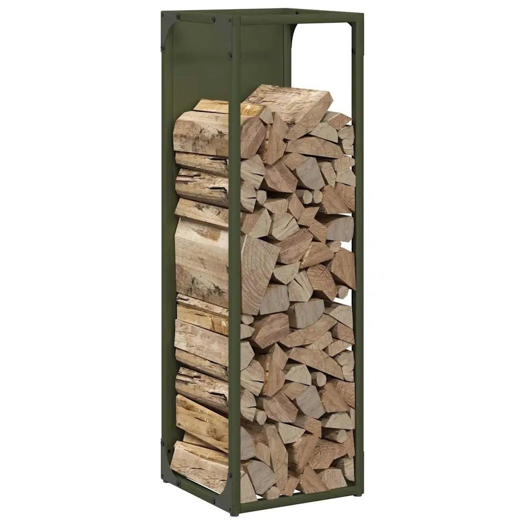 Rastrelliera per Legna da Ardere Verde Oliva 25x25x80 cm 864266