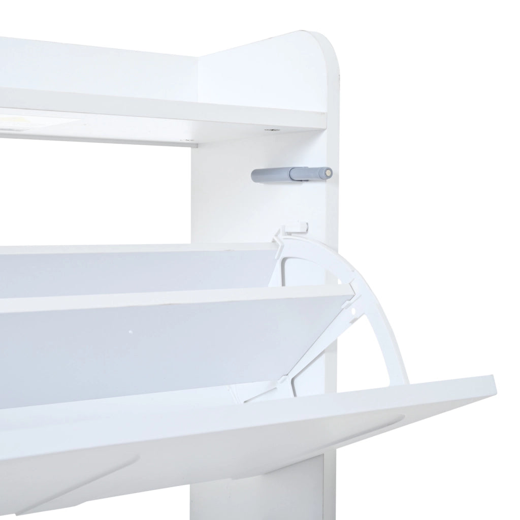 Mobile portascarpe 70x25x120 cm con 6 ripiani nascosti in MDF bianco