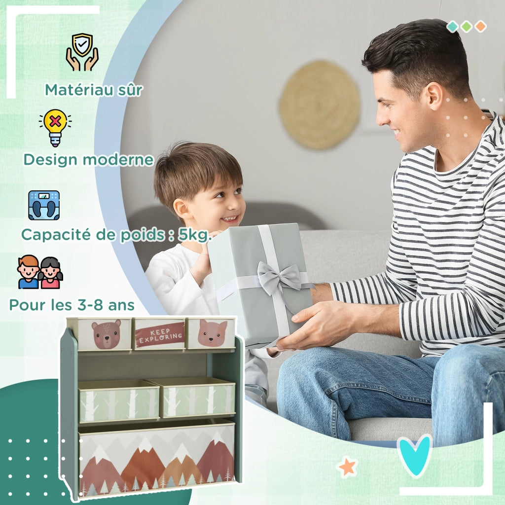 Casetta per bambini con 6 contenitori in tessuto ¨C Minimal ¨C 63x30x66 cm