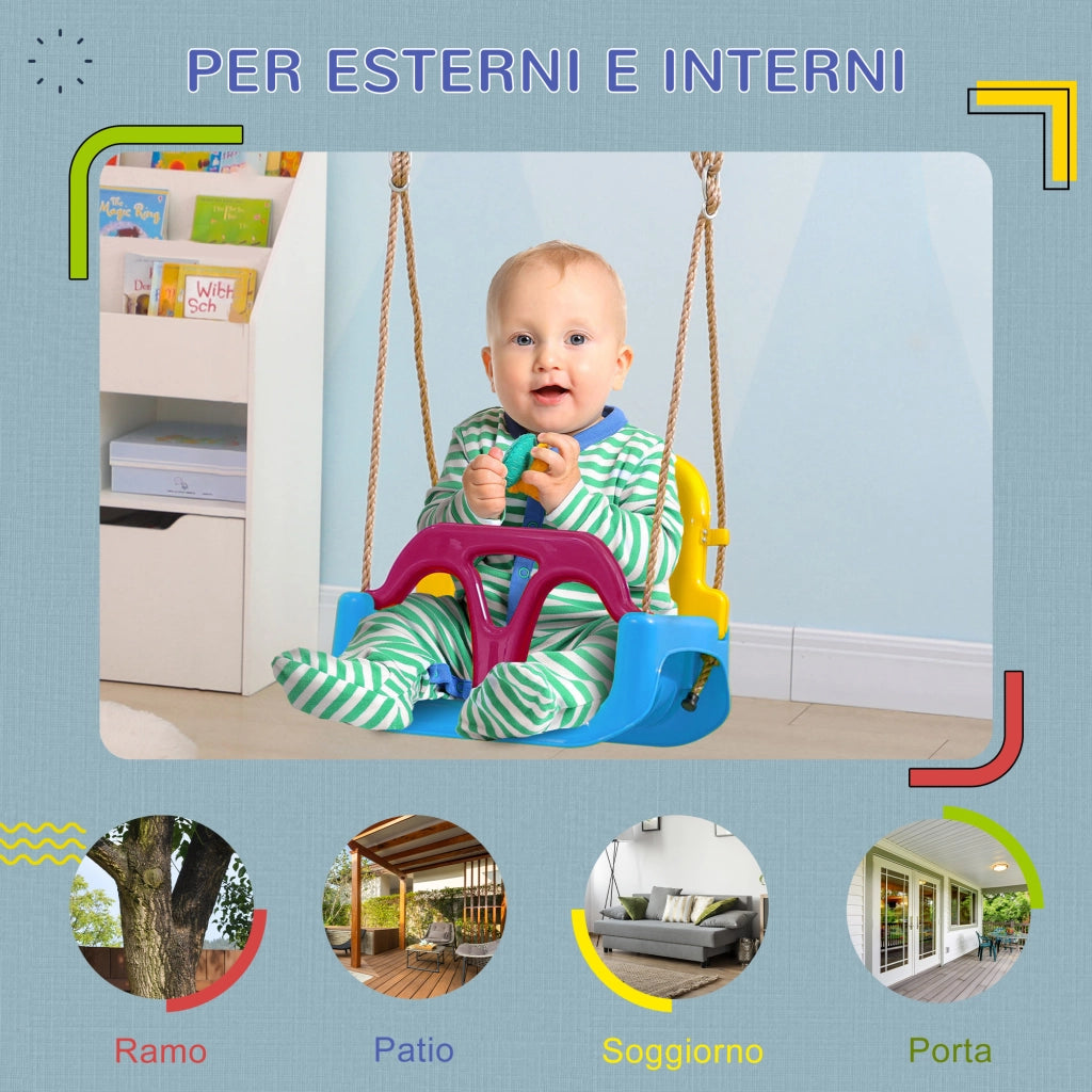 Altalena per Bambini 3 in 1 ¨C Zephmum ¨C Blu con Cintura di Sicurezza