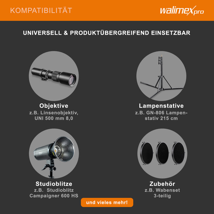 Borsa fotografica XXL, 750 x 340 x 300 mm, Borsone fotografico per flash e fotocamere, con divisori, tasche e passanti per treppiedi