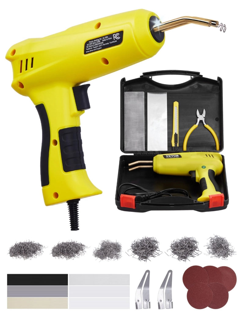 Saldatrice per Plastica 220W XC-200 con 1200 Graffette e 76 Bacchette, Kit Riparazione per Paraurti Auto e Bricolage con Luce LED
