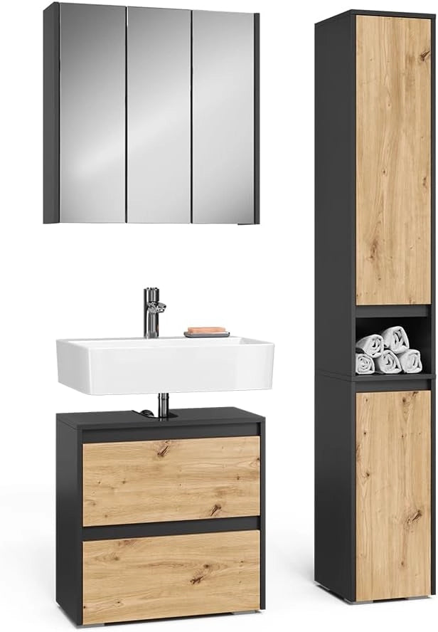 Set di mobili da bagno Majest, Antracite/Artisan, 3 parti