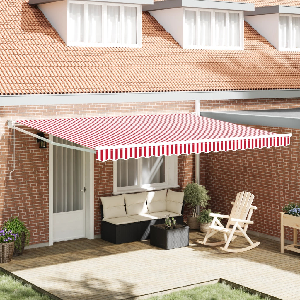 Tenda retrattile automatica strisce rosse e bianche 450x300 cm