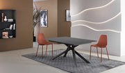Tavolo Allungabile Pulse 25 Top in Melaminico Cemento Grigio Opaco Struttura in Metallo Nero - Dimensioni 140-190 x 90 x 76 cm