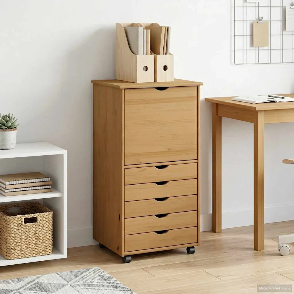 Mobile con Ruote con ruota Marrone miele 53 x 39 x 103 cm