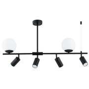 Lampadario loft nero sfere bianche 6 luci E14/GU10