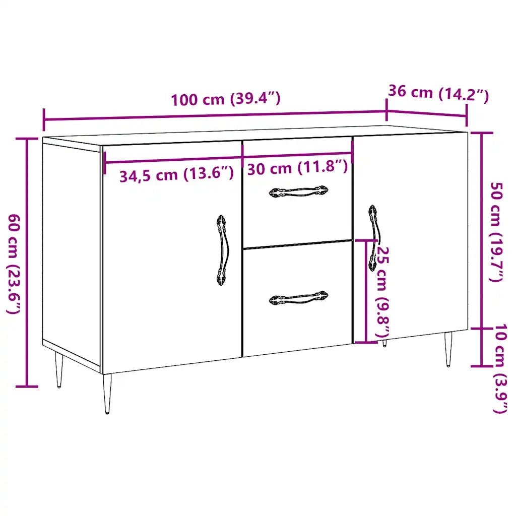 Credenza Legno Antico 100x36x60 cm in Legno Multistrato 857316