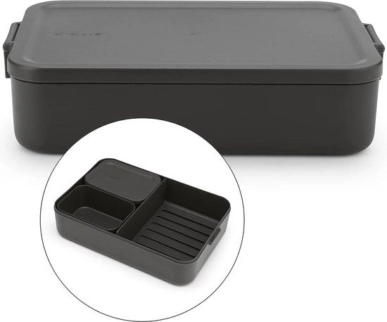 Contenitore per pane Grande Lati Apribili Separazione Cibo Coperchio Clip Resistenti al Congelatore e Lavastoviglie e Microonde Grigio Scuro 26 x 17 x 6 cm
