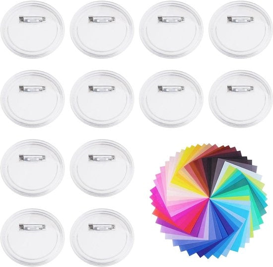 Etichetta di identificazione Badge 50 pezzi - Plastica 6x6x0,8 cm - Carta colorata 100 pezzi - Attività manuali DIY - Progetti scolastici - Facile da utilizzare - Badge di identificazione