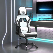 Sedia da Gaming con Poggiapiedi Bianco e Nero in Similpelle cod mxl 58417