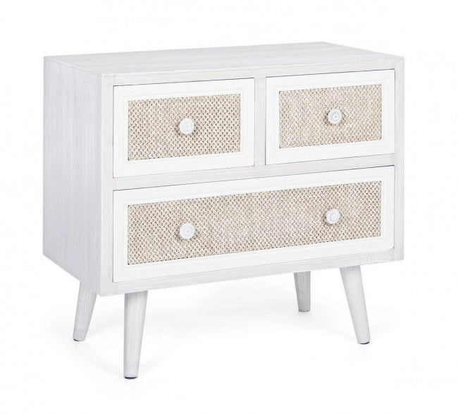 Cassettiera MDF Impiallacciato Bianco Rustico da Interno - EVERETT