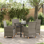 Set da Pranzo per Giardino 5 pcs Grigio polyrattan 3381073