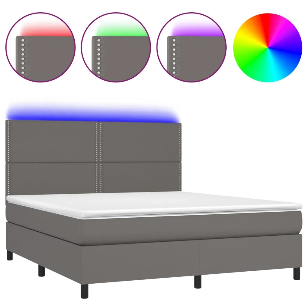 Giroletto Molle con Materasso e LED Grigio 180x200cm Similpelle 3135901