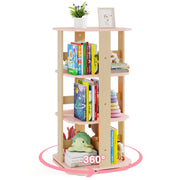 Scaffale per libri per bambini a 3 livelli con 12 scomparti, Libreria rotante per stanza dei bambini Rosa