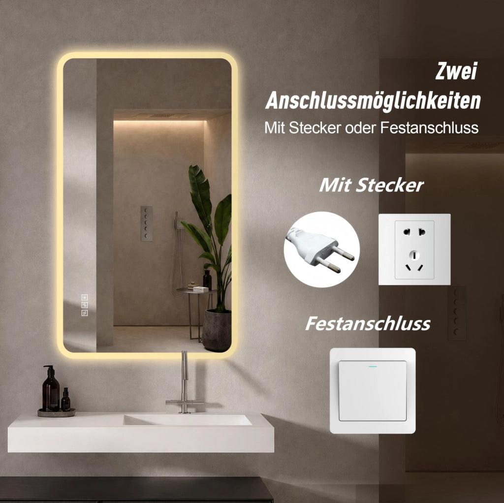 Specchio LED da bagno con antiappannamento e luce regolabile