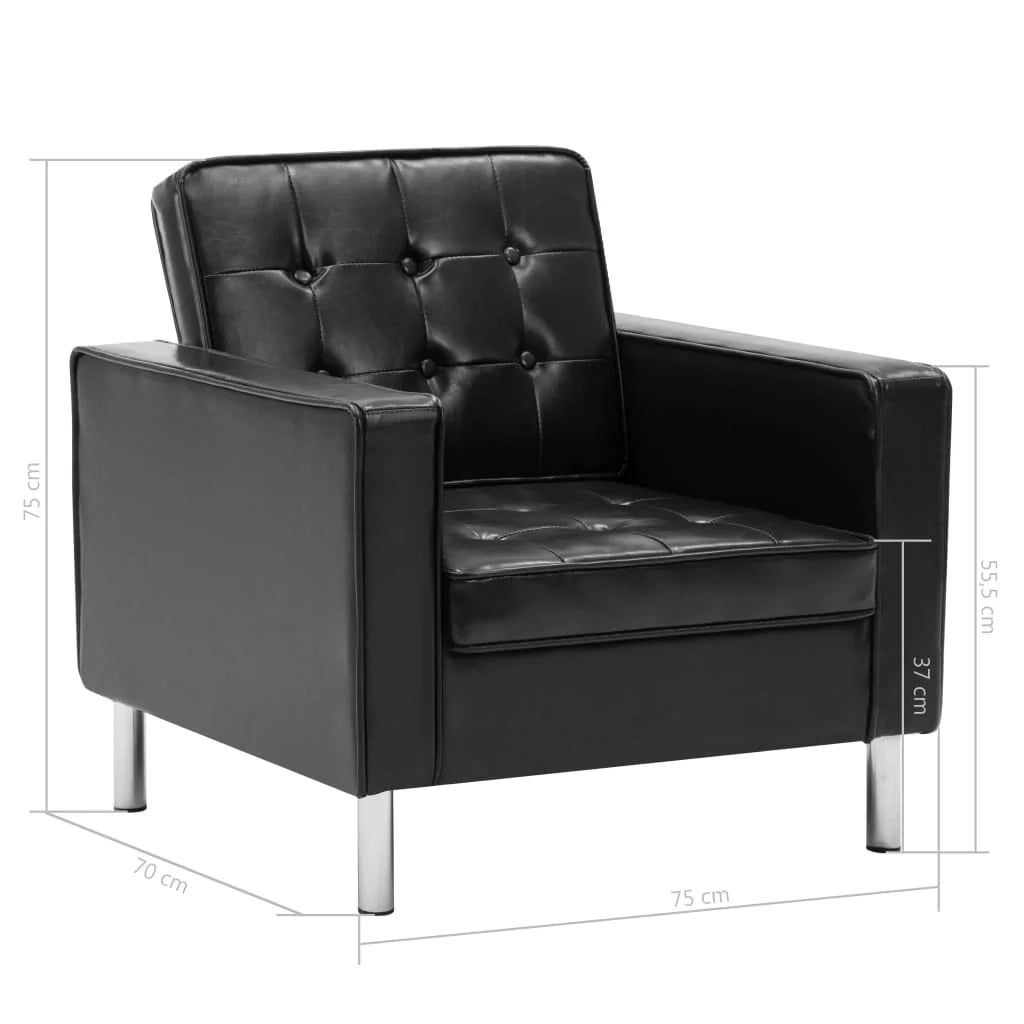 Poltrona/poltrona/seduta/divano lounge/club/soggiorno con rivestimento sintetico nero 1102164/3