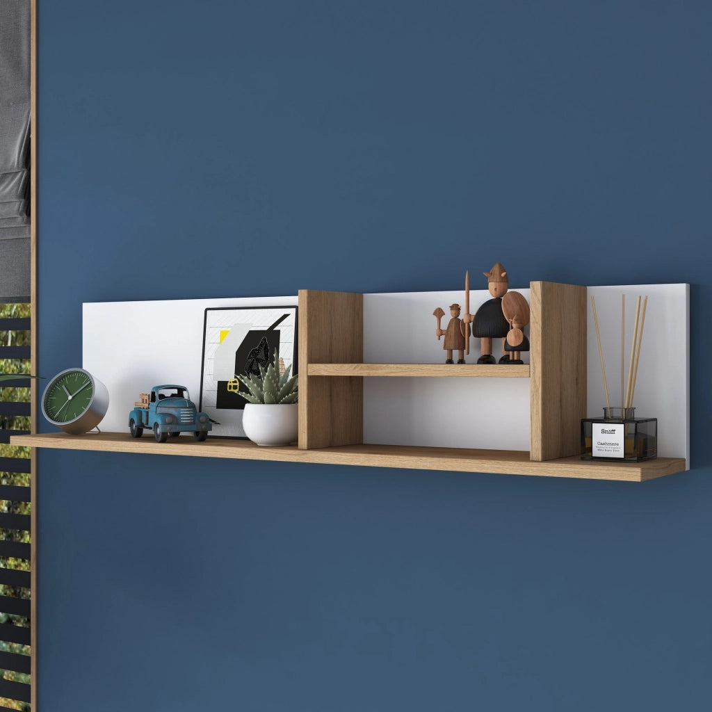 Nureci, Mensola 4 Ripiani, 120x20x25h cm Marrone Rovere