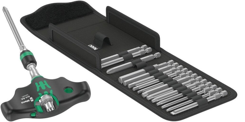 Wera 05023471001 Kraftform Kompakt 400 RA Set di Giraviti a Cricchetto con Impugnatura a T 17 Pezzi Tecnologia Rapidaptor Colore Nero Verde