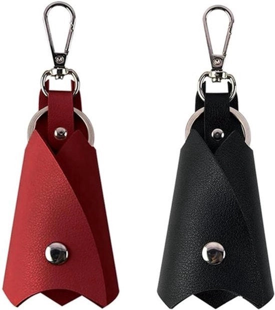 Accessori auto in forma di pipistrello - Creativo portachiavi per motorino in PU pelle portachiavi autoaccessori (nero bordeaux) - Set da 2