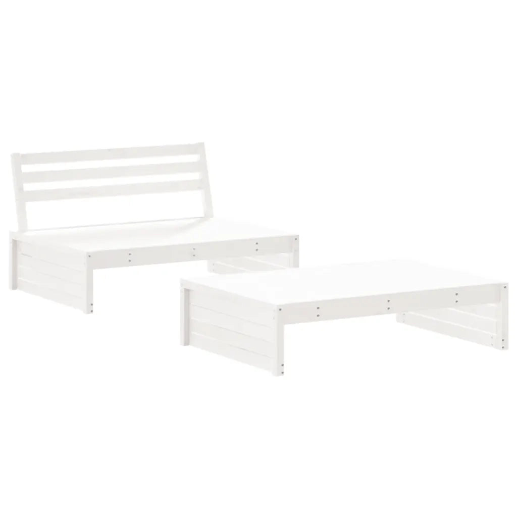 Set Divani da Giardino 2pz con Cuscini in Legno Massello Bianco 3186131