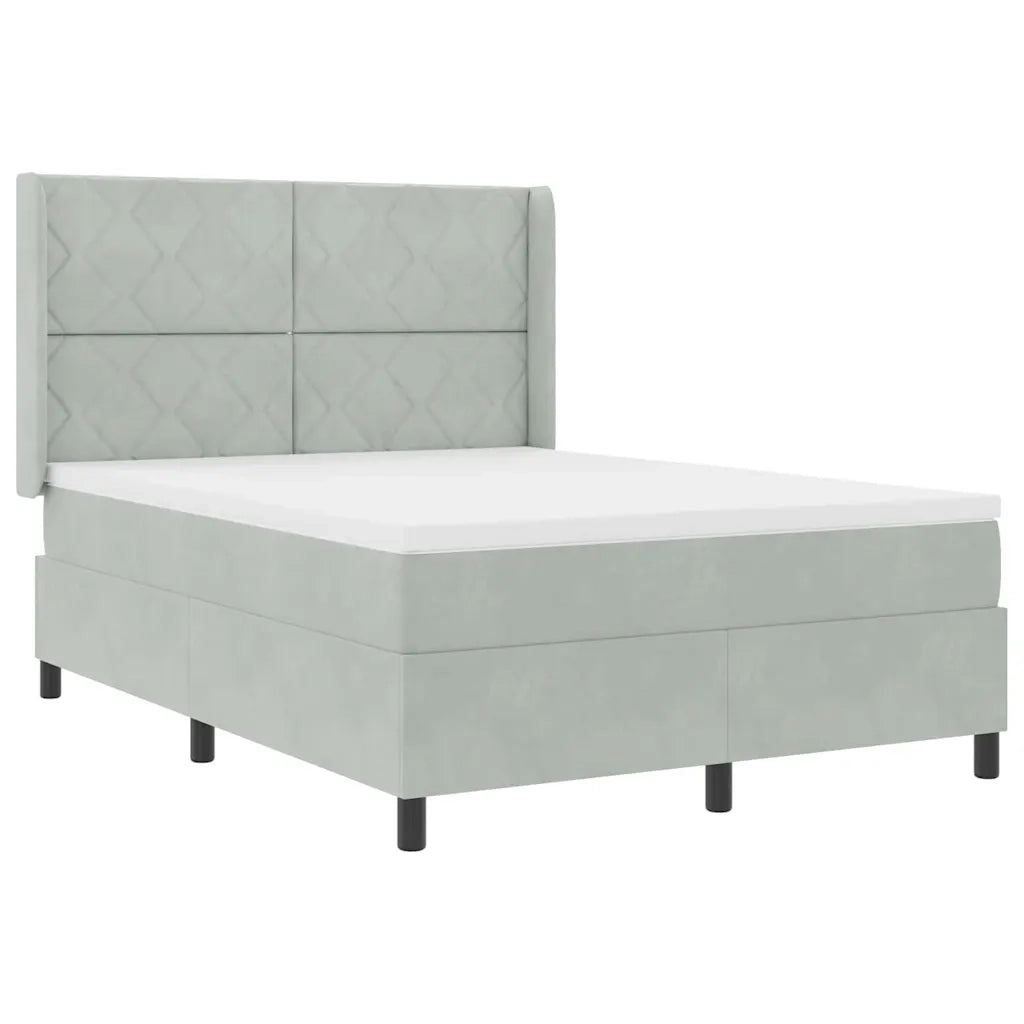 Letto a molle con materasso Grigio chiaro 140 x 190 cm Velluto 3342056