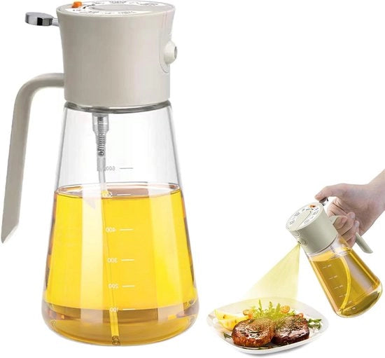 Spray da Cucina - 2-in-1 Olio e Aceto Aerosol con Cassetta di Evaporazione in Vetro